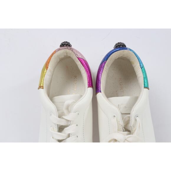Kurt Geiger London Laney Eagle White Leather Sneakers Size 39 Metallic Rainbow - Picture 15 of 16